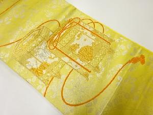 アンティーク　貝桶模様織出し袋帯（材料）